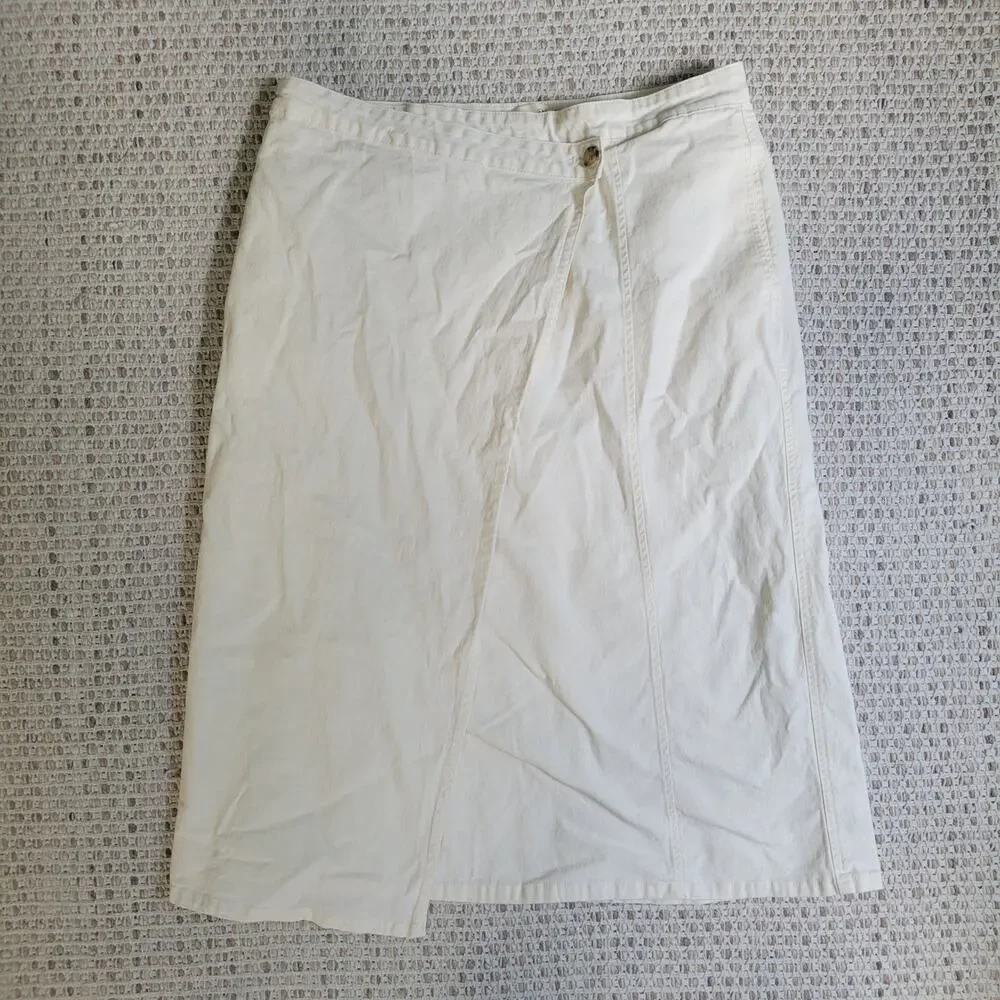Universal Thread Womens 12 Midi Wrap Skirt White Layered Boho Cotton Pockets